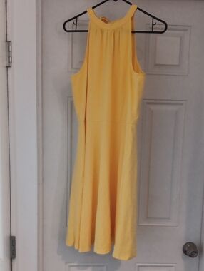 Sleeveless Yellow Halter Dress
